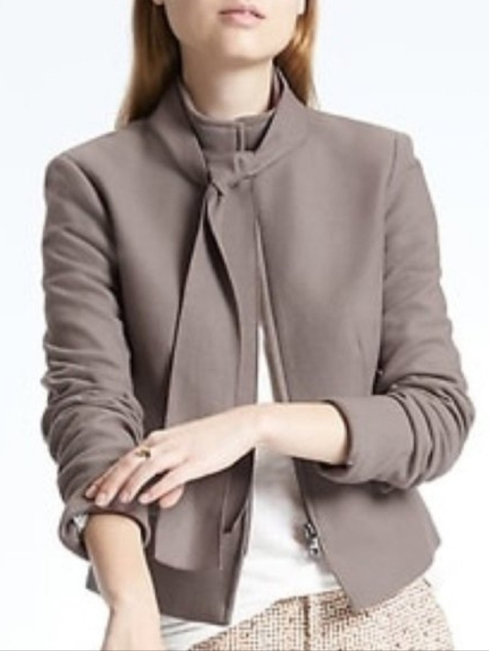 Banana Republic Petite Size 0 Cropped Gray Women's Blazer Jacket Like New